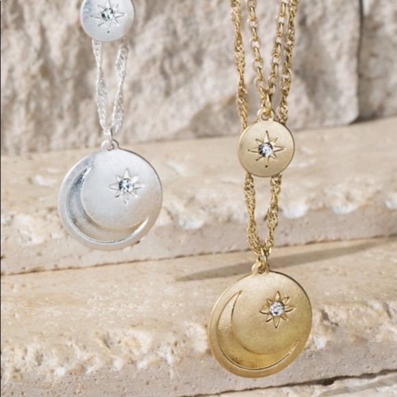Celestial Moon Charm Necklace - Three Layered - Picture 4 of 6
